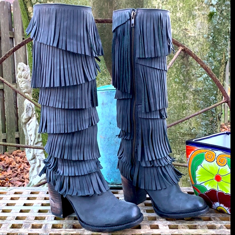FREEBIRD BT STEVEN NEW! INCA Fringe Tall Boots 7 - Picture 11 of 11